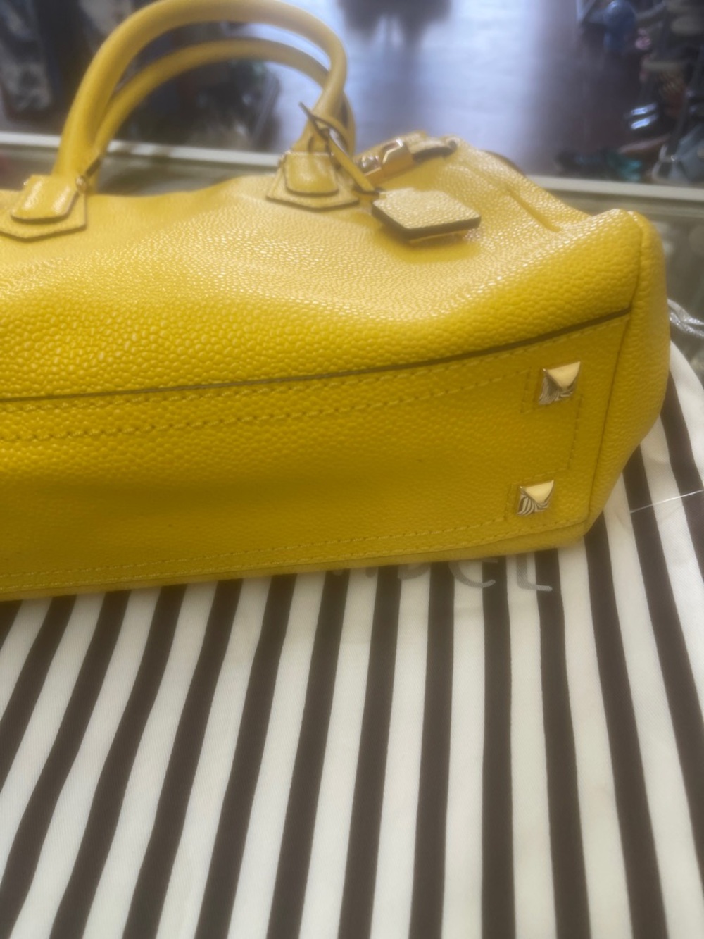 henri bendel Yellow Pebbled Leather Satchel - Picture 10 of 13